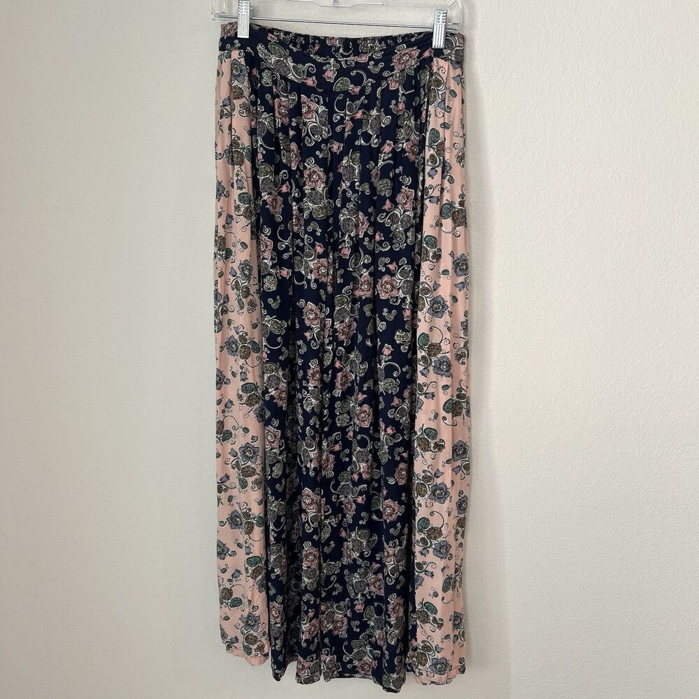 Reborn Blue and Pink Wide Leg Pants with Floral Design